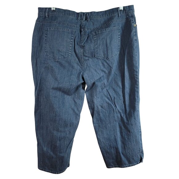 Isaac Mizrahi Live! Jeans Blue Size 22W Wide Leg Zipper Pockets Cropped Med Wash - Picture 6 of 8